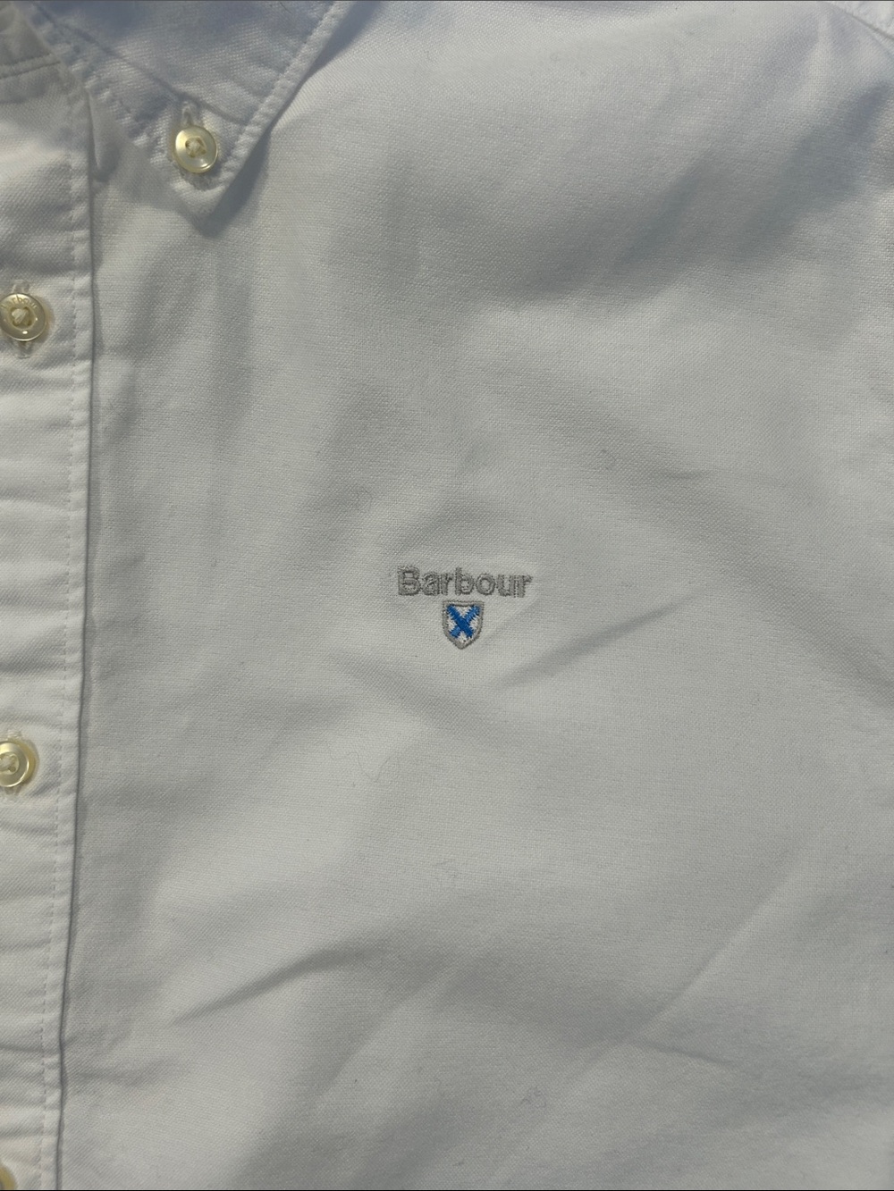 Barbour Tailored Fit White Oxford Button Down Shirt Men’s Medium Cotton - Picture 5 of 13